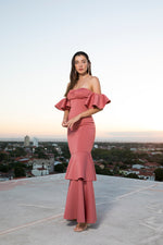 OFF SHOULDER STRAPLESS MAXI DRESS